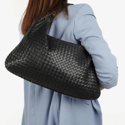 Bottega Veneta Veneta Hobo-Tasche Large aus schwarzem Nappa Intrecciato