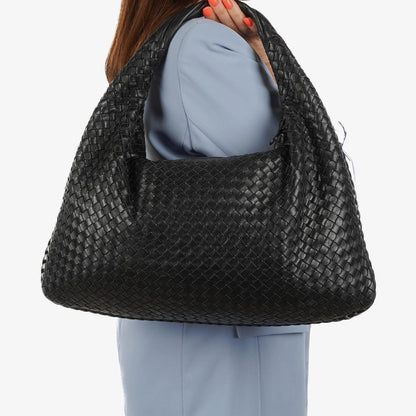 Bottega Veneta Veneta Hobo-Tasche Large aus schwarzem Nappa Intrecciato