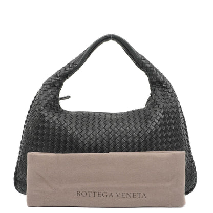 Bottega Veneta Veneta Hobo-Tasche Large aus schwarzem Nappa Intrecciato
