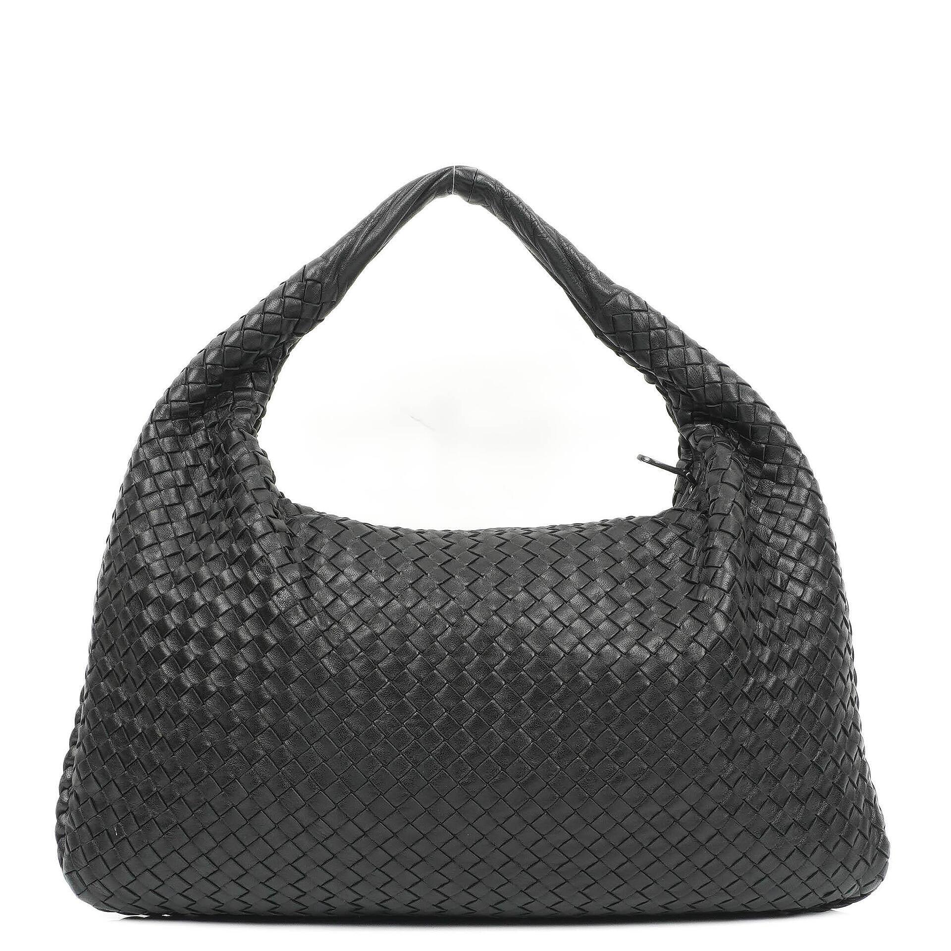 Bottega Veneta Veneta Hobo-Tasche Large aus schwarzem Nappa Intrecciato