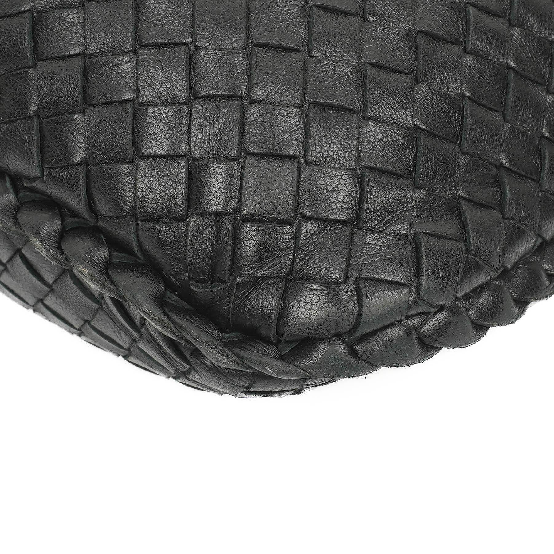 Bottega Veneta Veneta Hobo-Tasche Large aus schwarzem Nappa Intrecciato