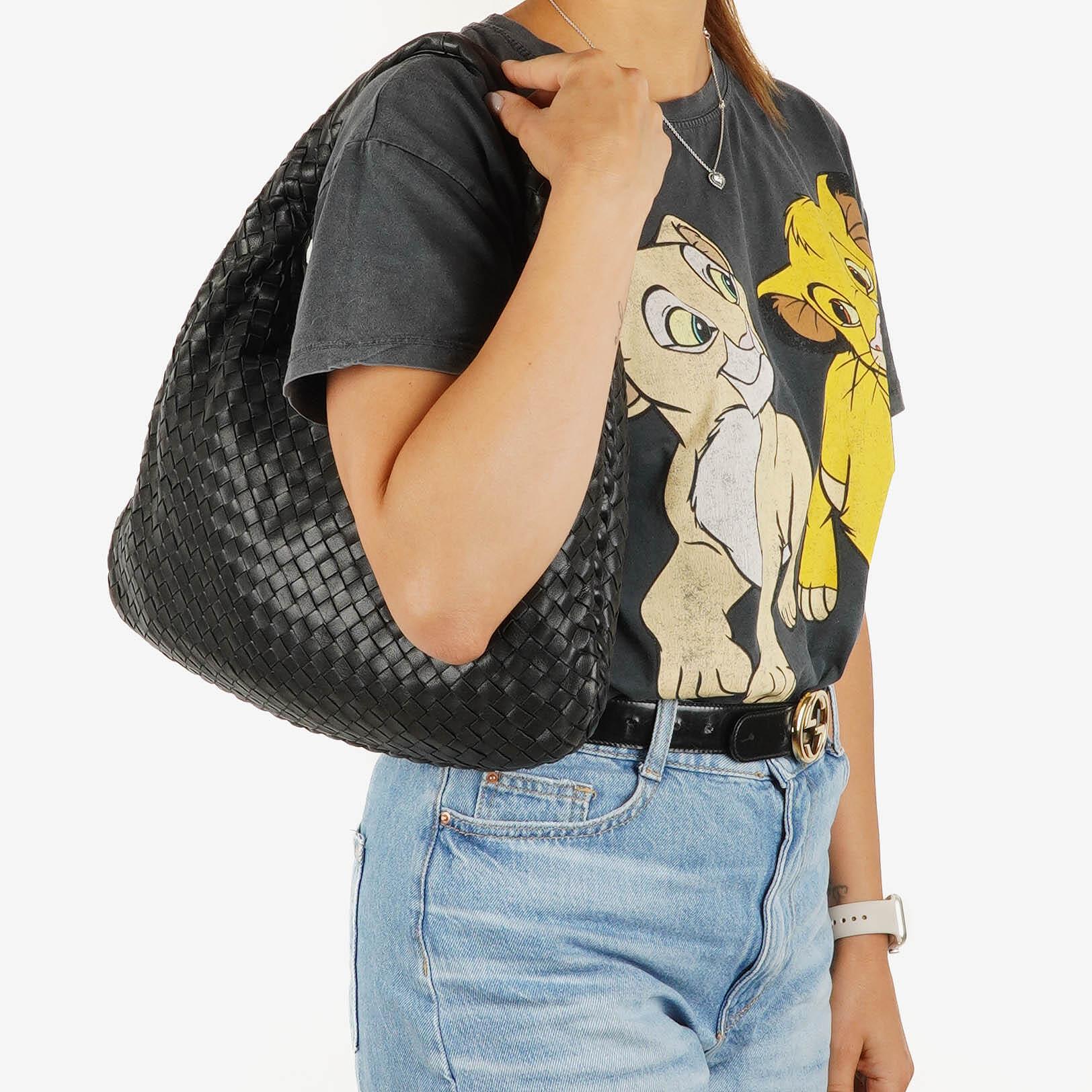 Bottega Veneta Nappa Intrecciato schwarzer Medium Veneta Hobo Bag