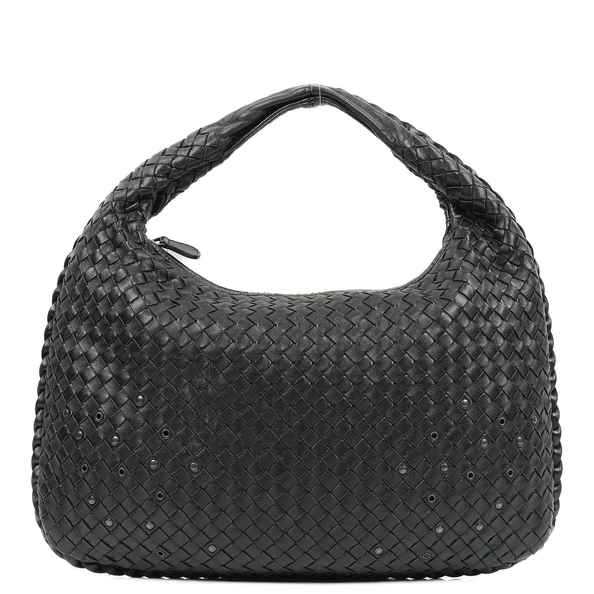 Bottega Veneta Medium Veneta Hobo Bag aus schwarzem Nappa Intrecciato Leder