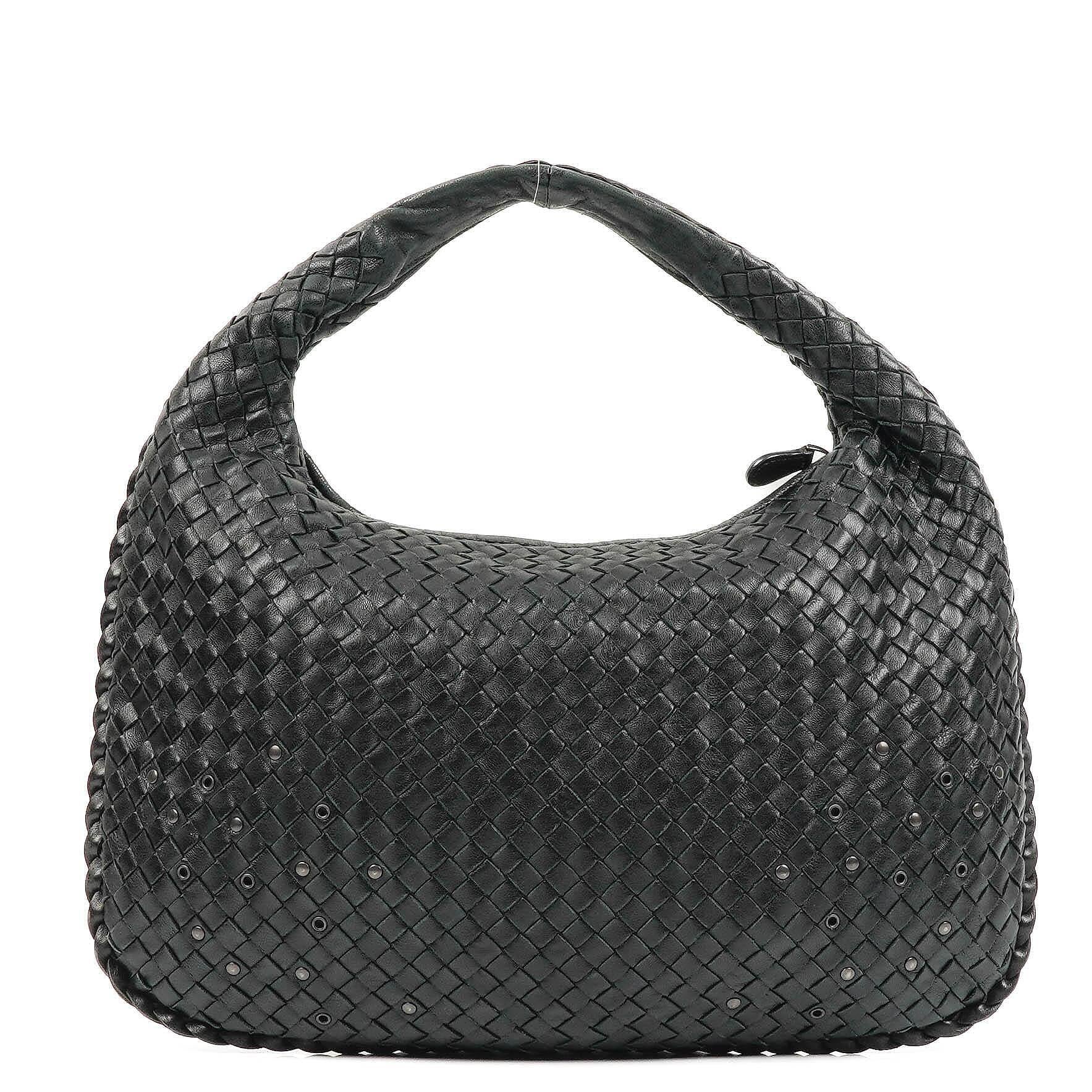 Bottega Veneta Medium Veneta Hobo Bag aus schwarzem Nappa Intrecciato Leder