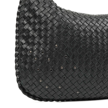 Bottega Veneta Medium Veneta Hobo Bag aus schwarzem Nappa Intrecciato Leder