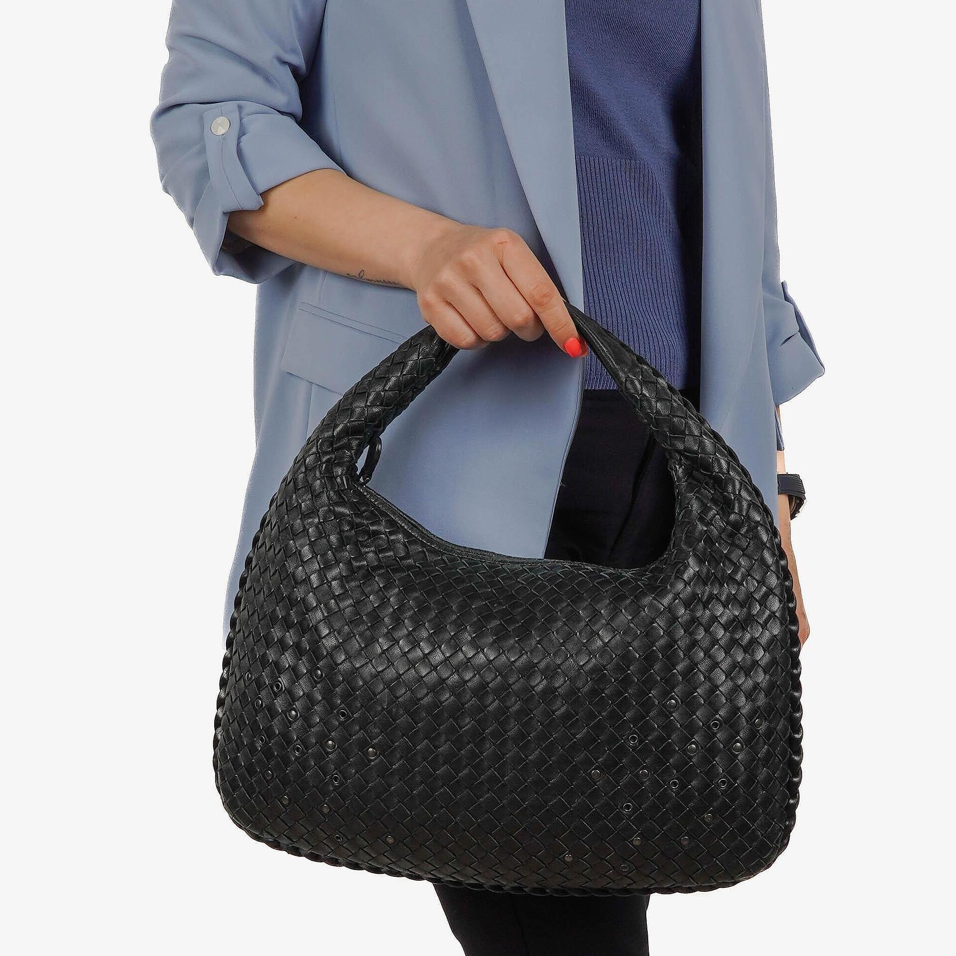 Bottega Veneta Medium Veneta Hobo Bag aus schwarzem Nappa Intrecciato Leder