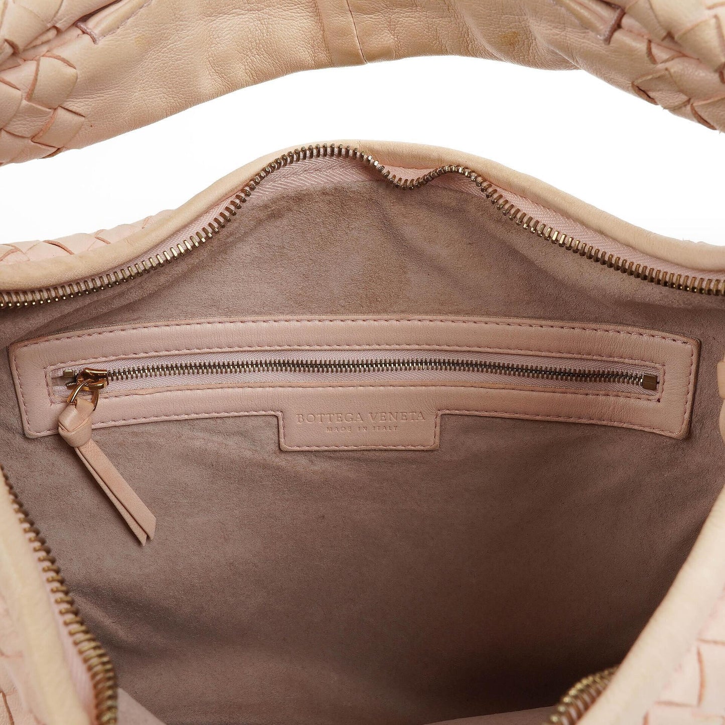 Bottega Veneta Medium Veneta Hobo-Tasche aus hellrosa Nappa Intrecciato