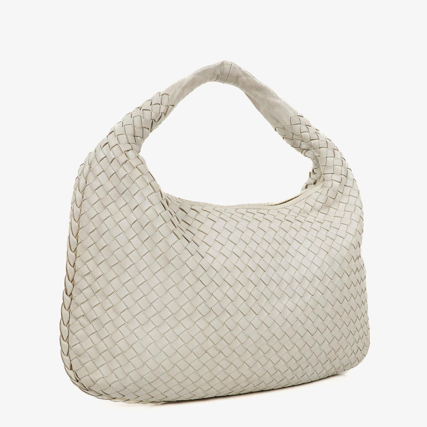 Bottega Veneta Medium Veneta Hobo aus weißem Nappa Intrecciato