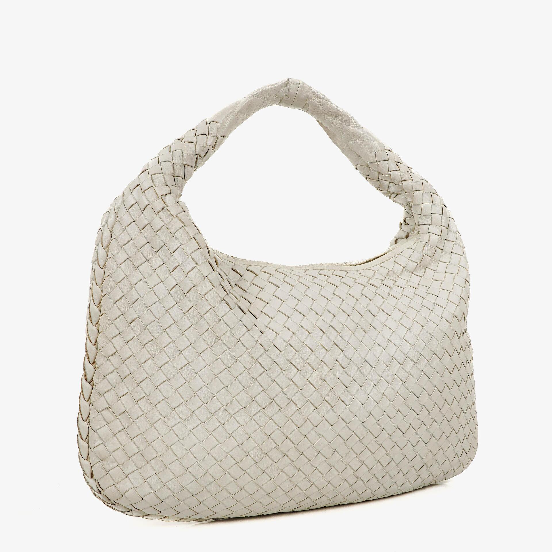 Bottega Veneta Medium Veneta Hobo aus weißem Nappa Intrecciato