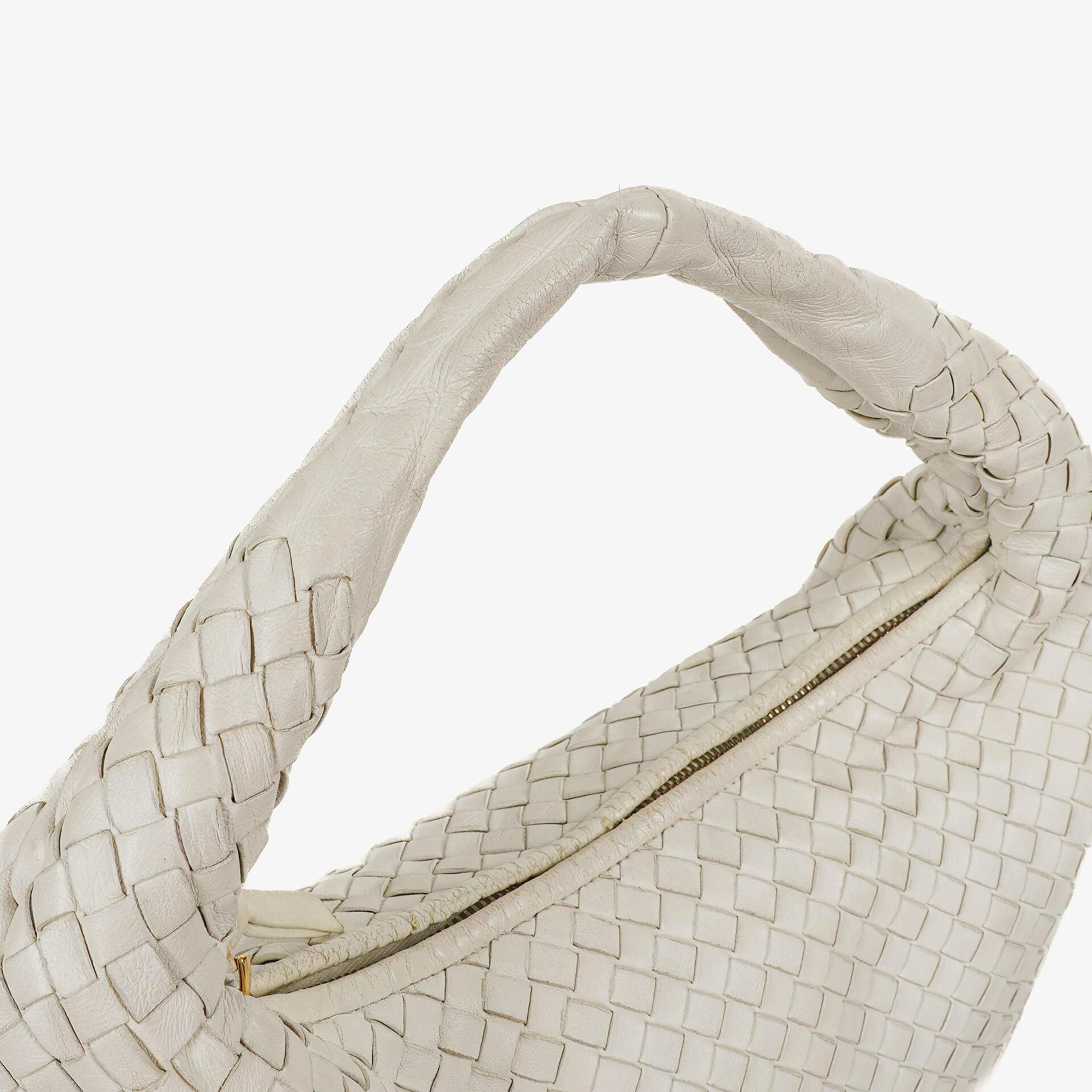 Bottega Veneta Medium Veneta Hobo aus weißem Nappa Intrecciato