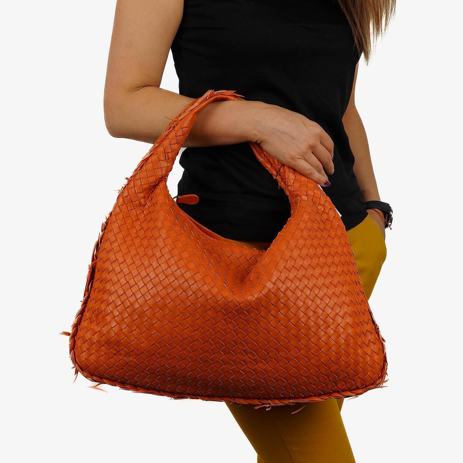 Bottega Veneta Nappa Intrecciato Orange Große Veneta Hobo Tasche mit Fransen