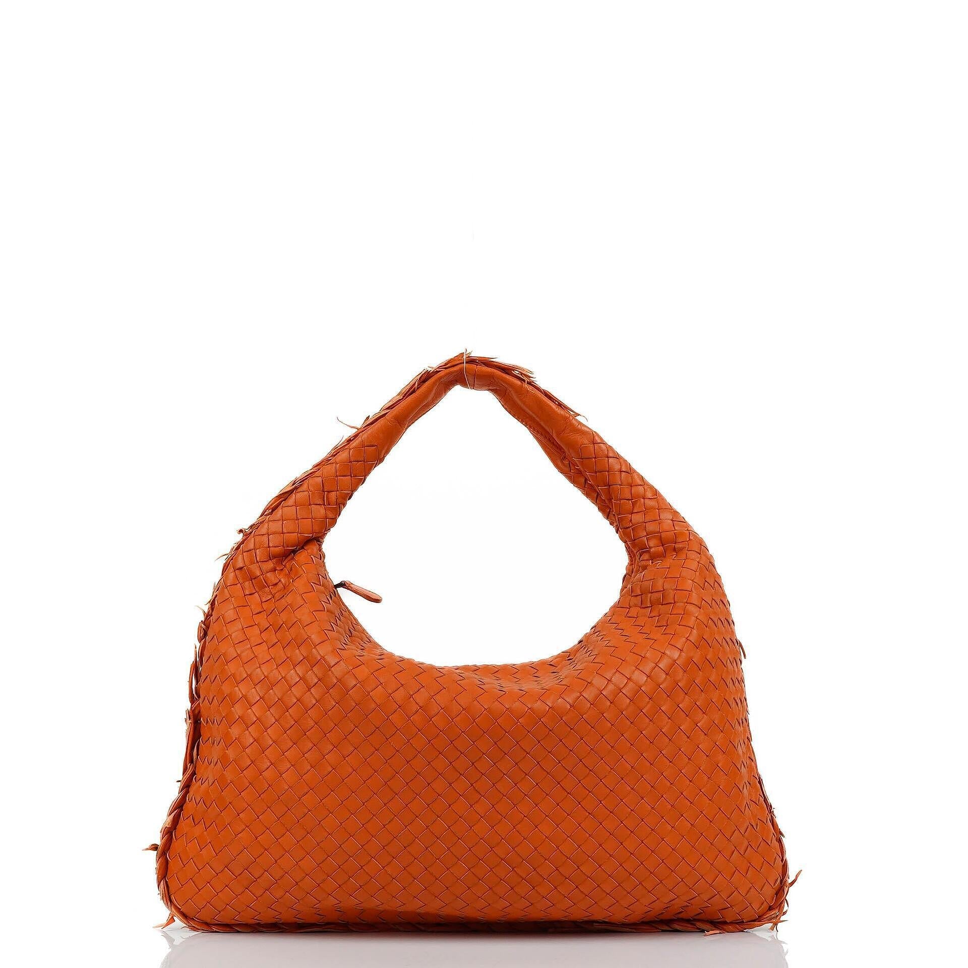 Bottega Veneta Nappa Intrecciato Orange Große Veneta Hobo Tasche mit Fransen