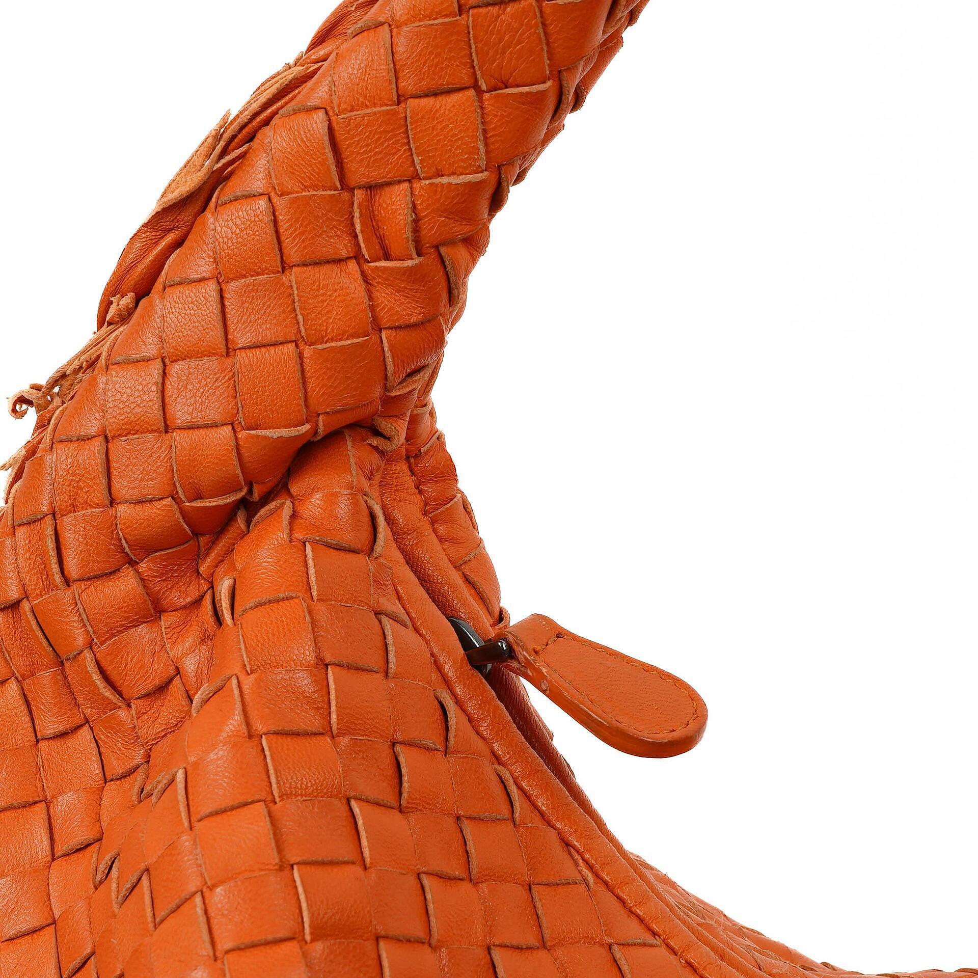 Bottega Veneta Nappa Intrecciato Orange Große Veneta Hobo Tasche mit Fransen