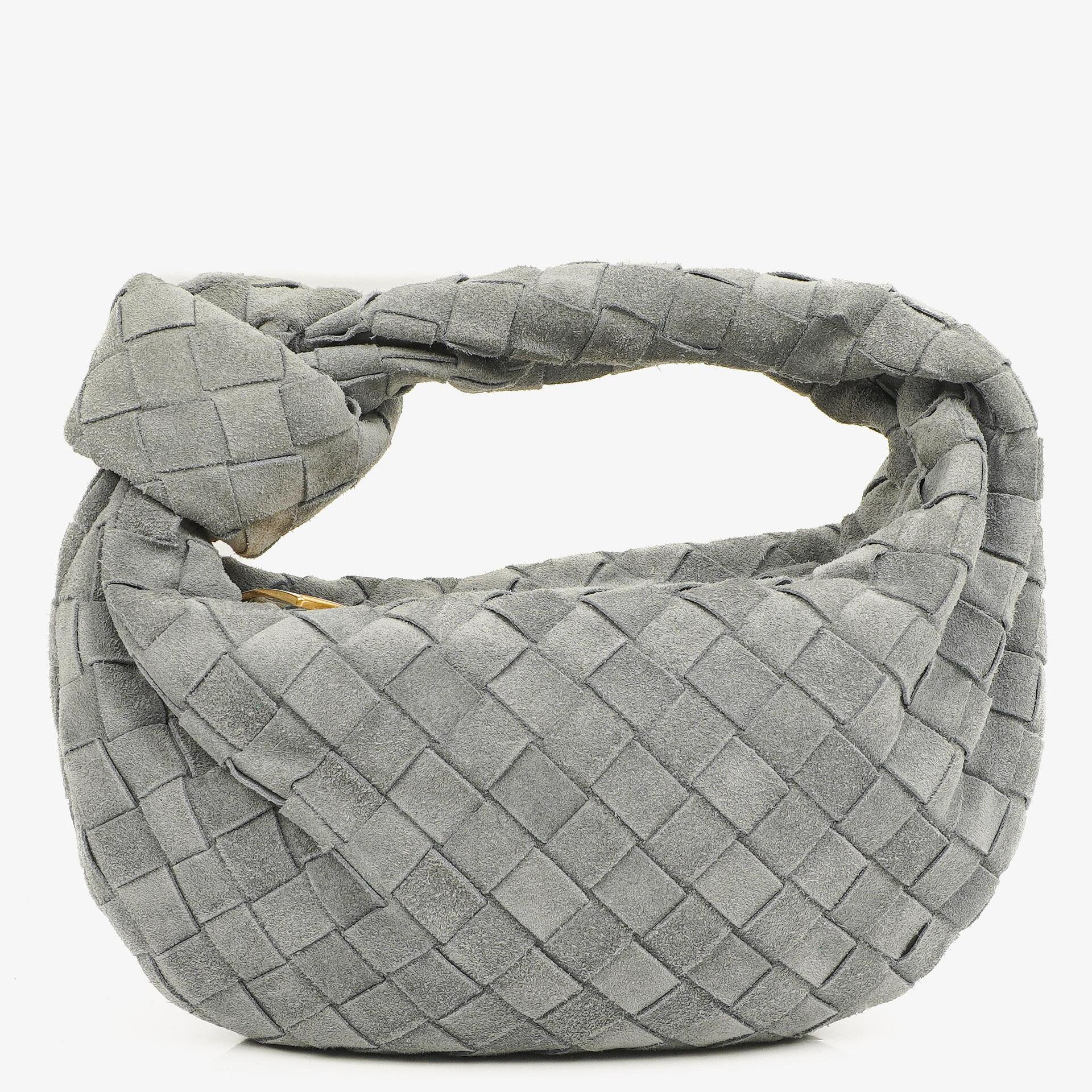 Bottega Veneta Mini Jodie Tasche aus Thunder-Wildleder mit Intrecciato-Flechtung