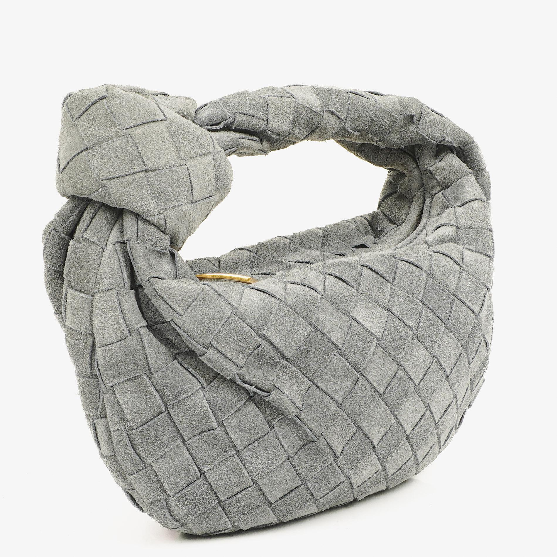Bottega Veneta Mini Jodie Tasche aus Thunder-Wildleder mit Intrecciato-Flechtung