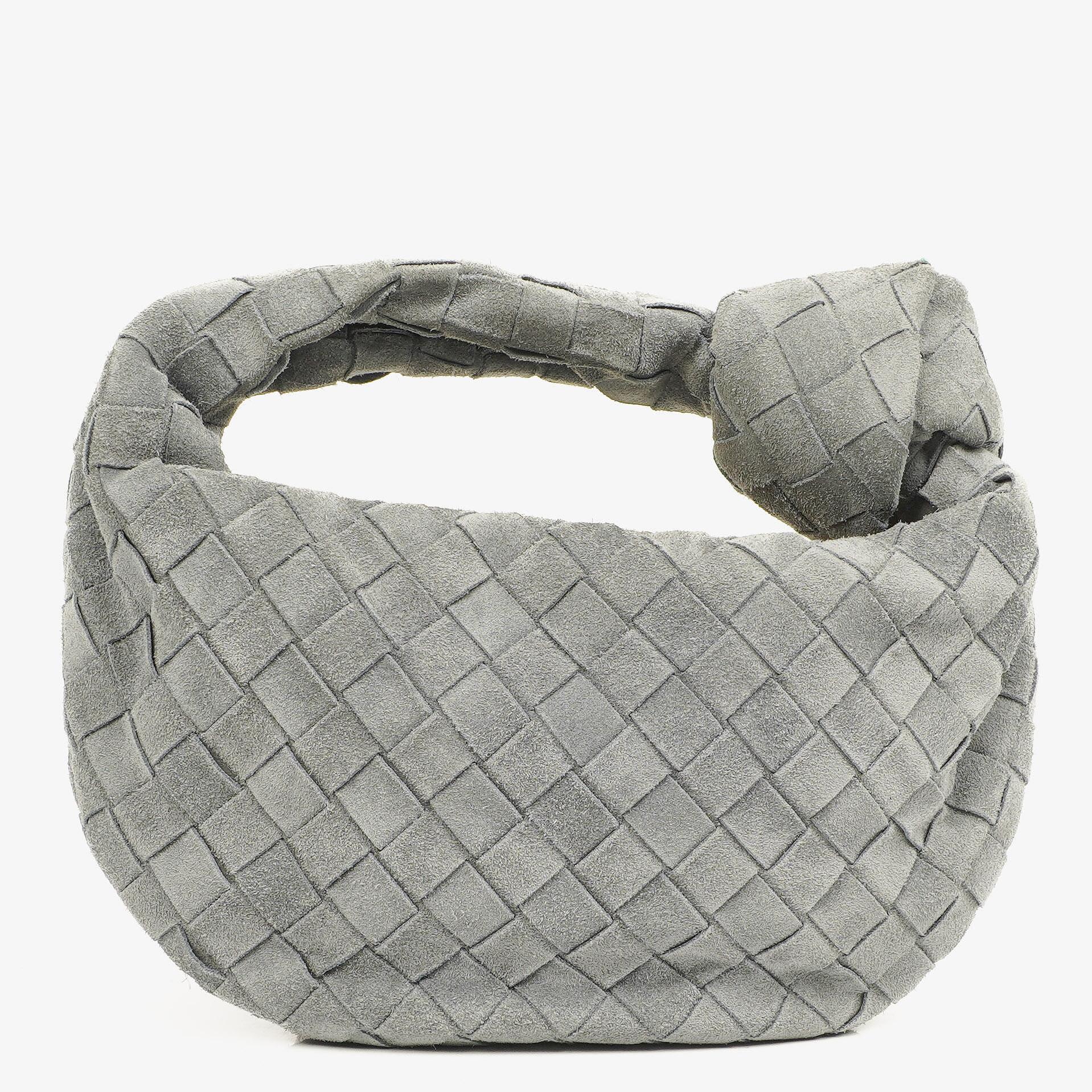 Bottega Veneta Mini Jodie Tasche aus Thunder-Wildleder mit Intrecciato-Flechtung