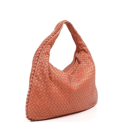 Bottega Veneta Veneta Hobo Tasche Groß aus pfirsichfarbenem Nappa Intrecciato