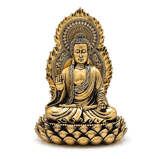 Buddha - Statue auf Thron goldfarben - 19x15.5x27 cm - Laminimas e.K