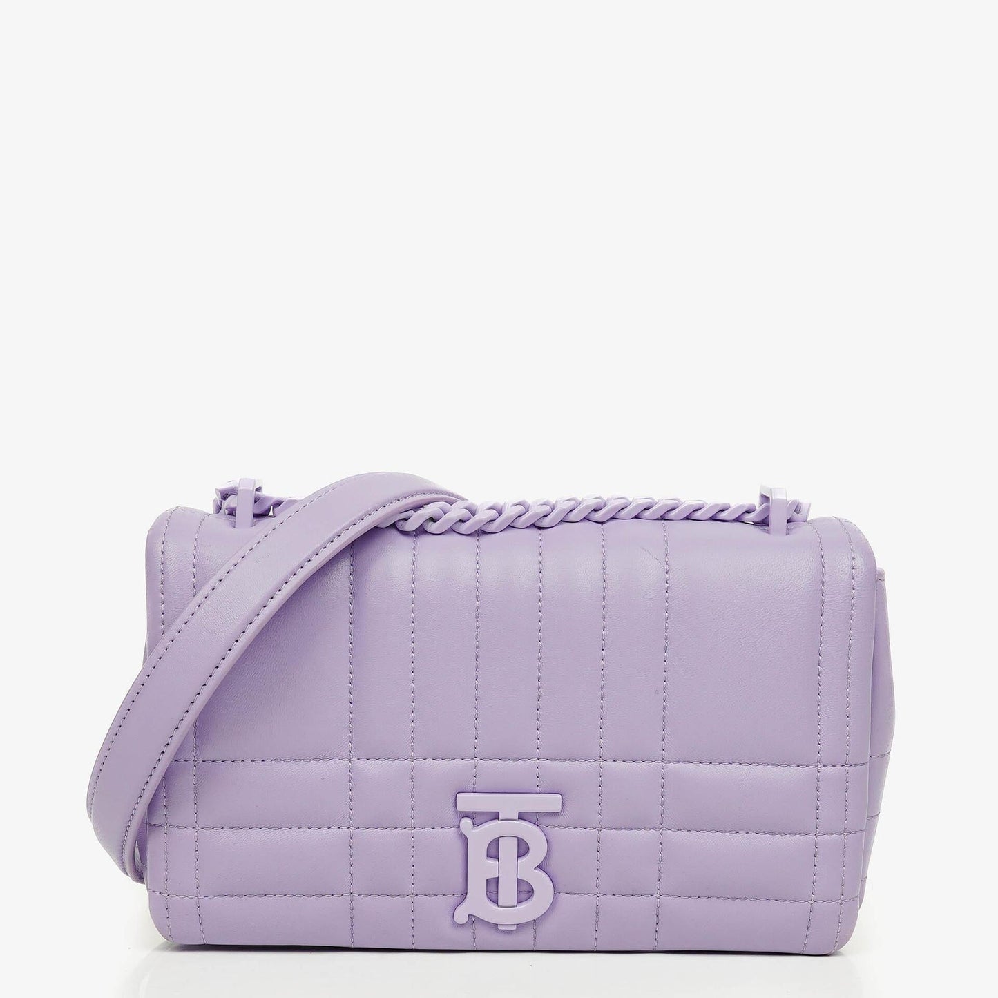 Burberry Kleine Lola Schultertasche aus gestepptem Leder in Lavendel