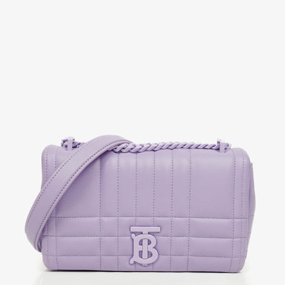 Burberry Kleine Lola Schultertasche aus gestepptem Leder in Lavendel