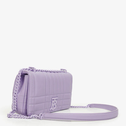 Burberry Kleine Lola Schultertasche aus gestepptem Leder in Lavendel