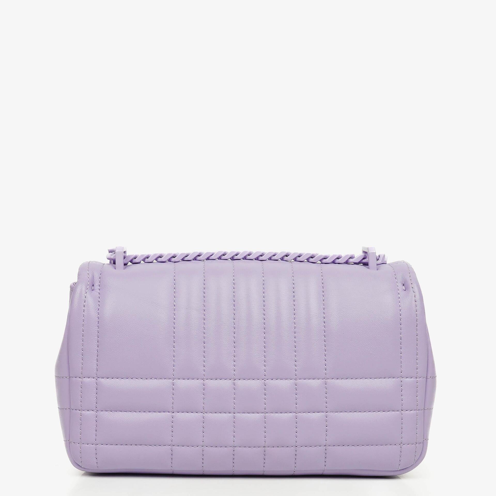 Burberry Kleine Lola Schultertasche aus gestepptem Leder in Lavendel