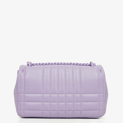 Burberry Kleine Lola Schultertasche aus gestepptem Leder in Lavendel