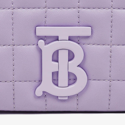 Burberry Kleine Lola Schultertasche aus gestepptem Leder in Lavendel