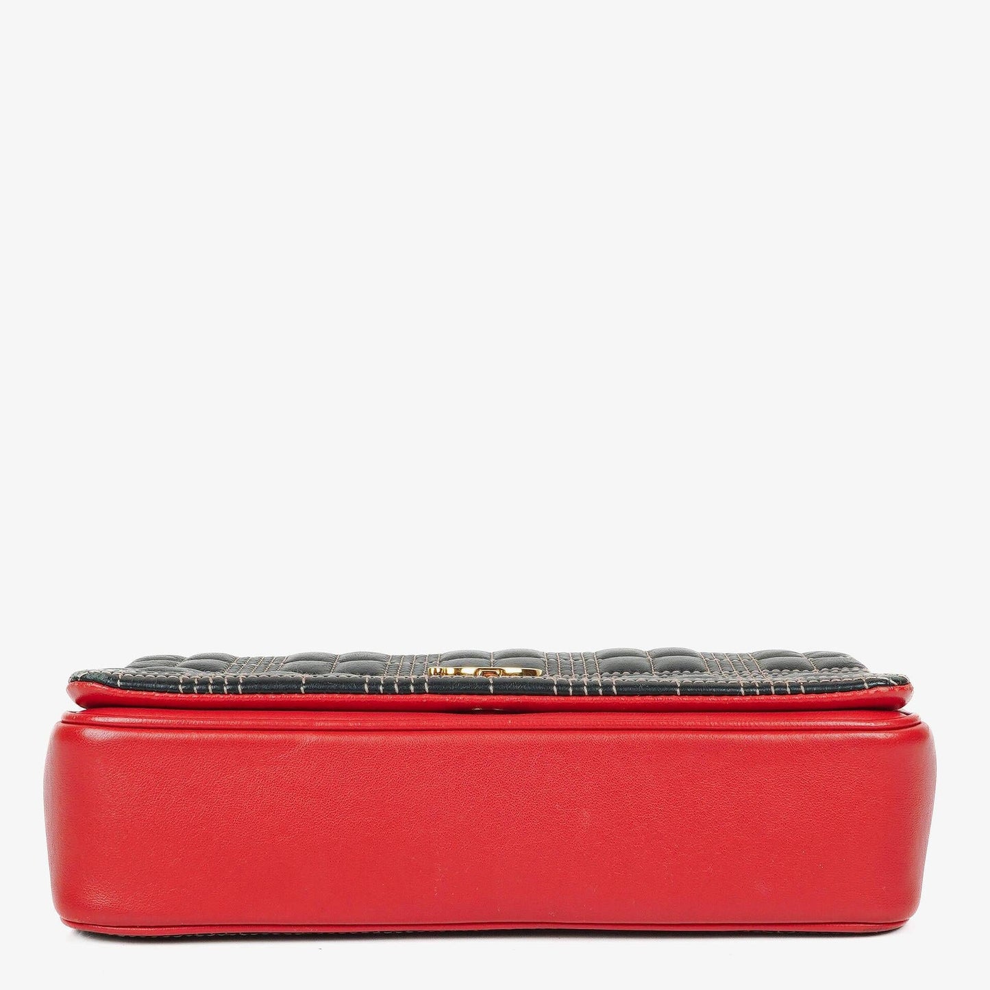 Burberry Kleine Lola aus gestepptem Leder in Schwarz/Rot/Kamel mit Karo-Muster