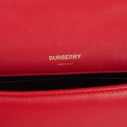 Burberry Kleine Lola aus gestepptem Leder in Schwarz/Rot/Kamel mit Karo-Muster