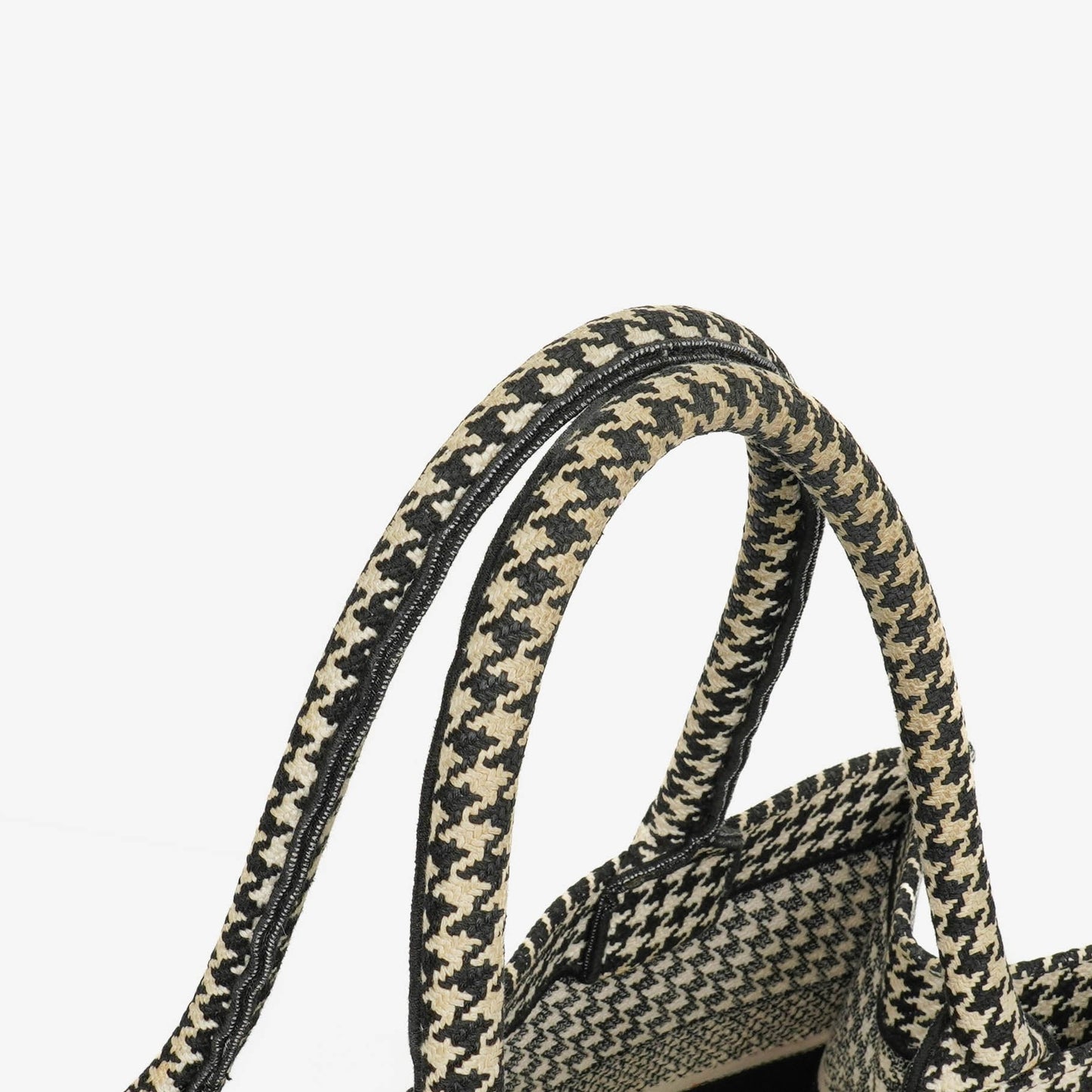 Christian Dior Book Tote Medium aus Canvas mit Hahnentritt-Stickerei in Schwarz und Weiß