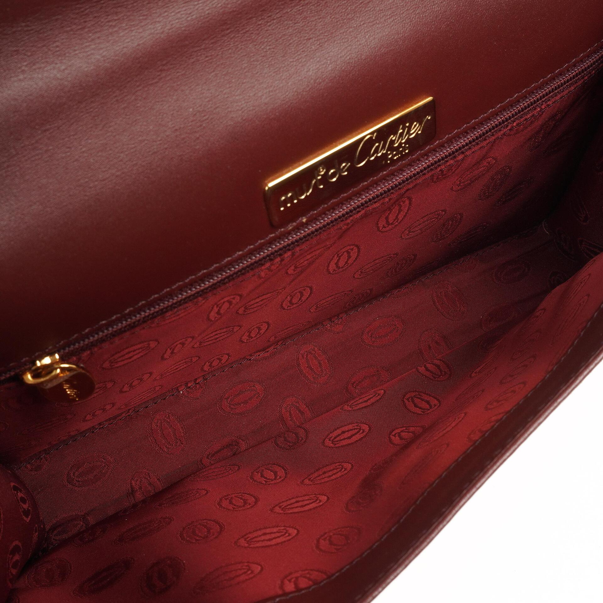 Cartier Must De Cartier Burgunder Leder Schultertasche