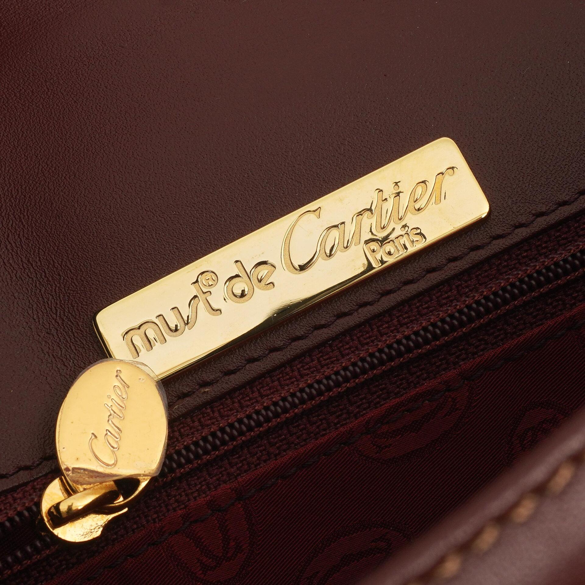 Cartier Must De Cartier Burgunder Leder Schultertasche