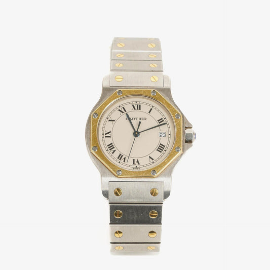 Cartier Santos Oktagon Uhr aus Edelstahl