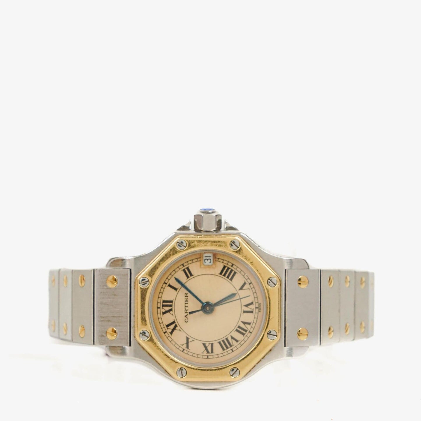 Cartier Santos Octagon Uhr aus Edelstahl