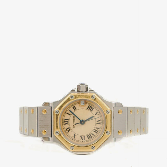 Cartier Santos Octagon Uhr aus Edelstahl
