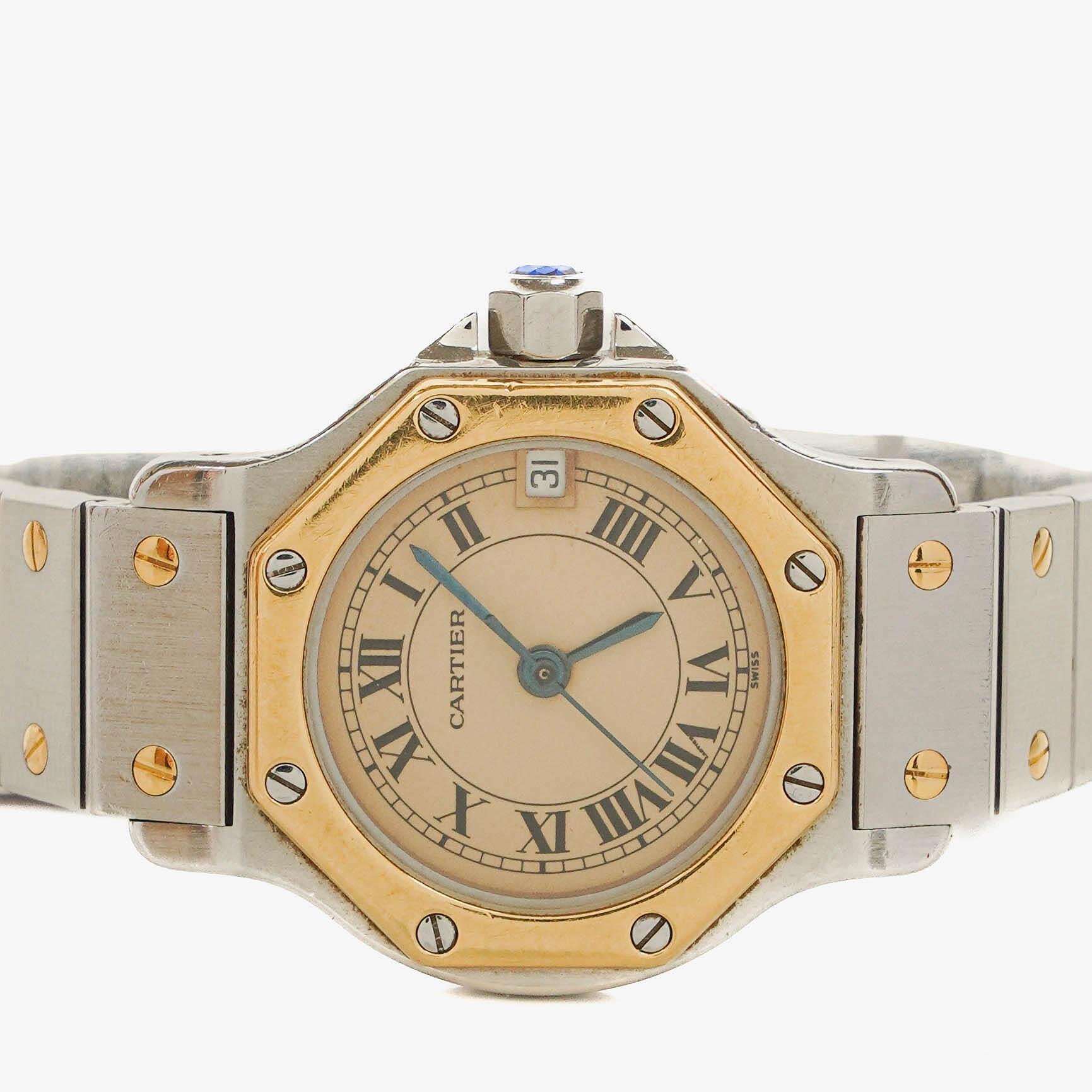 Cartier Santos Octagon Uhr aus Edelstahl