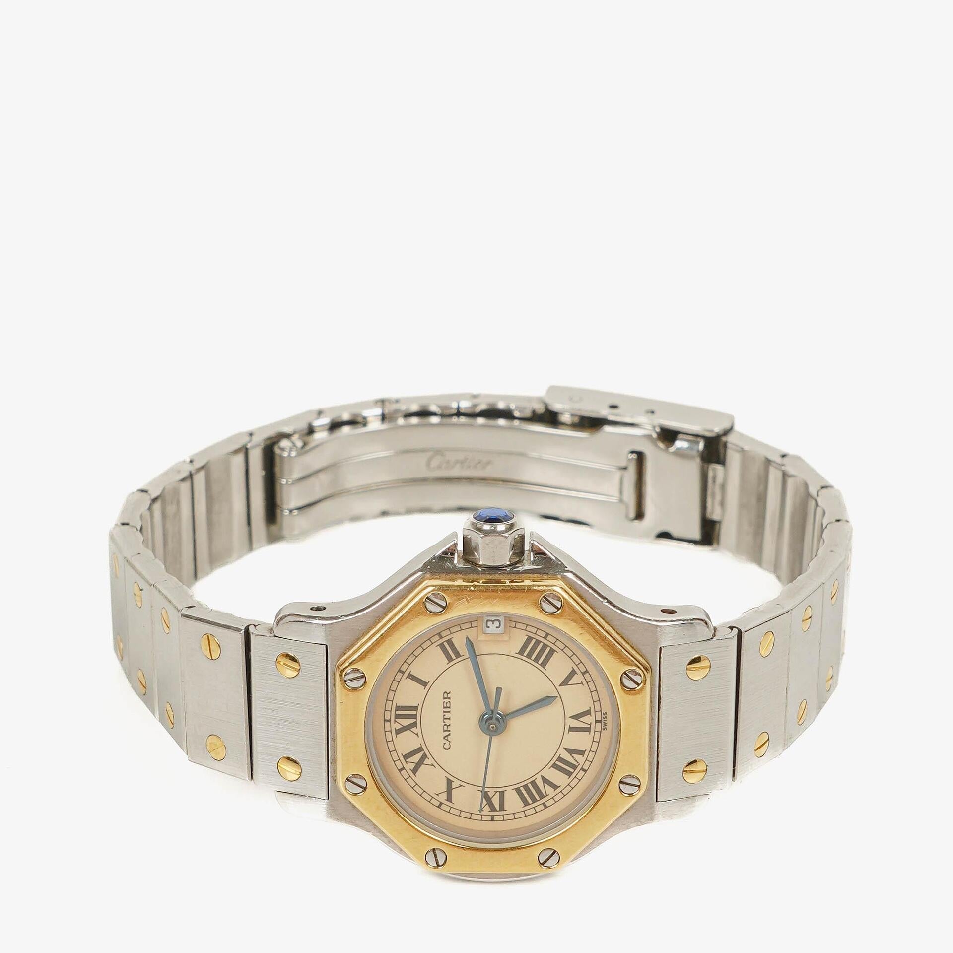 Cartier Santos Octagon Uhr aus Edelstahl