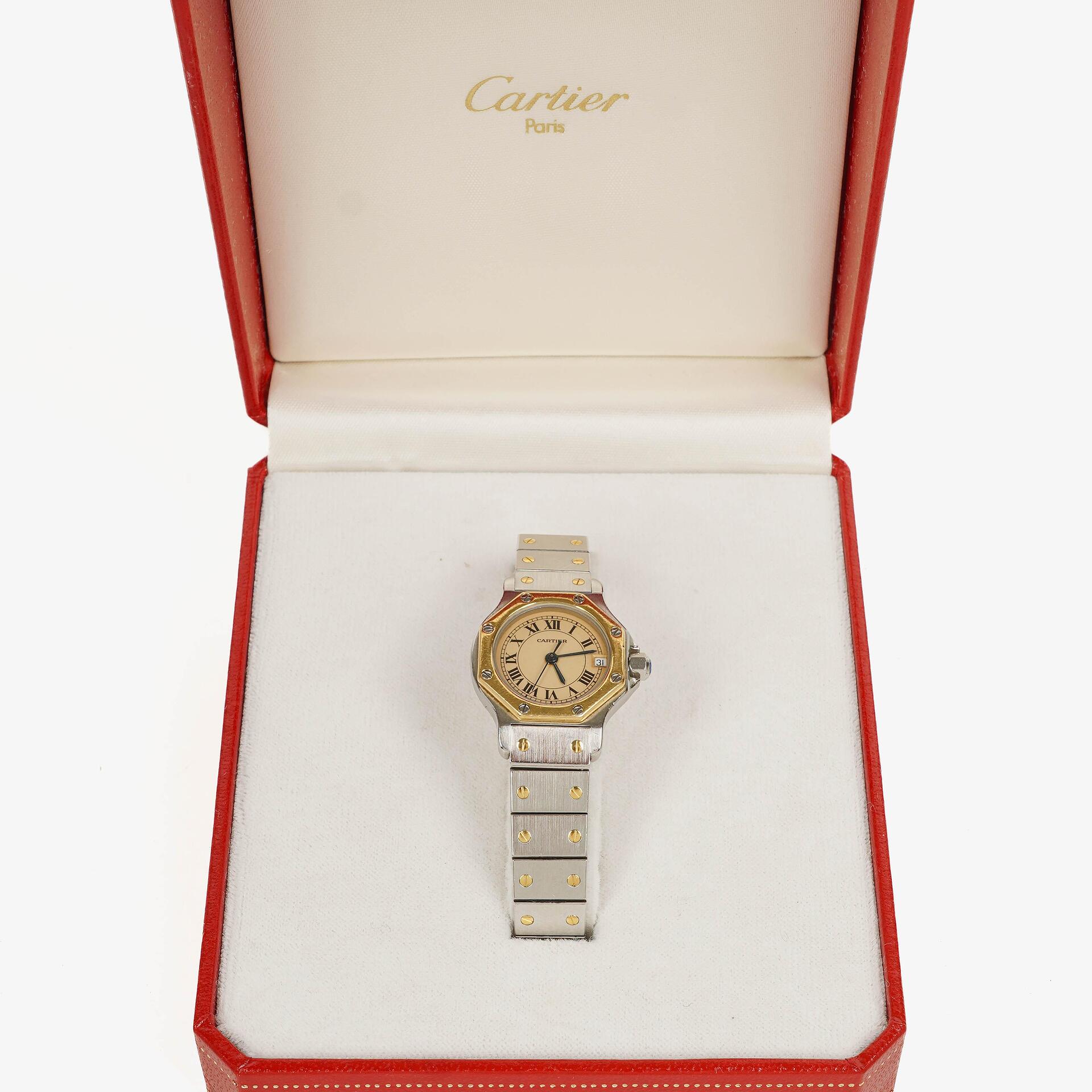 Cartier Santos Octagon Uhr aus Edelstahl