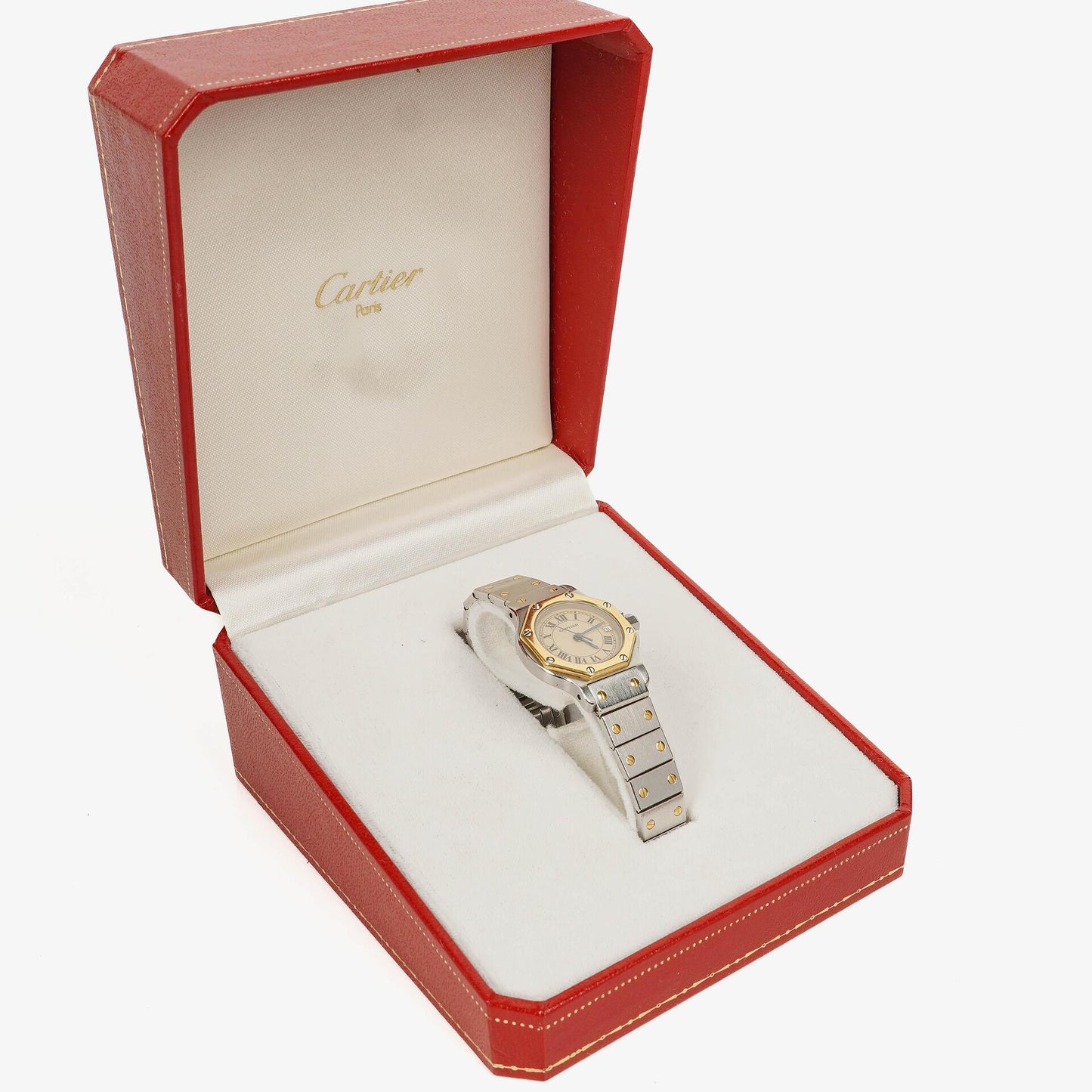 Cartier Santos Octagon Uhr aus Edelstahl