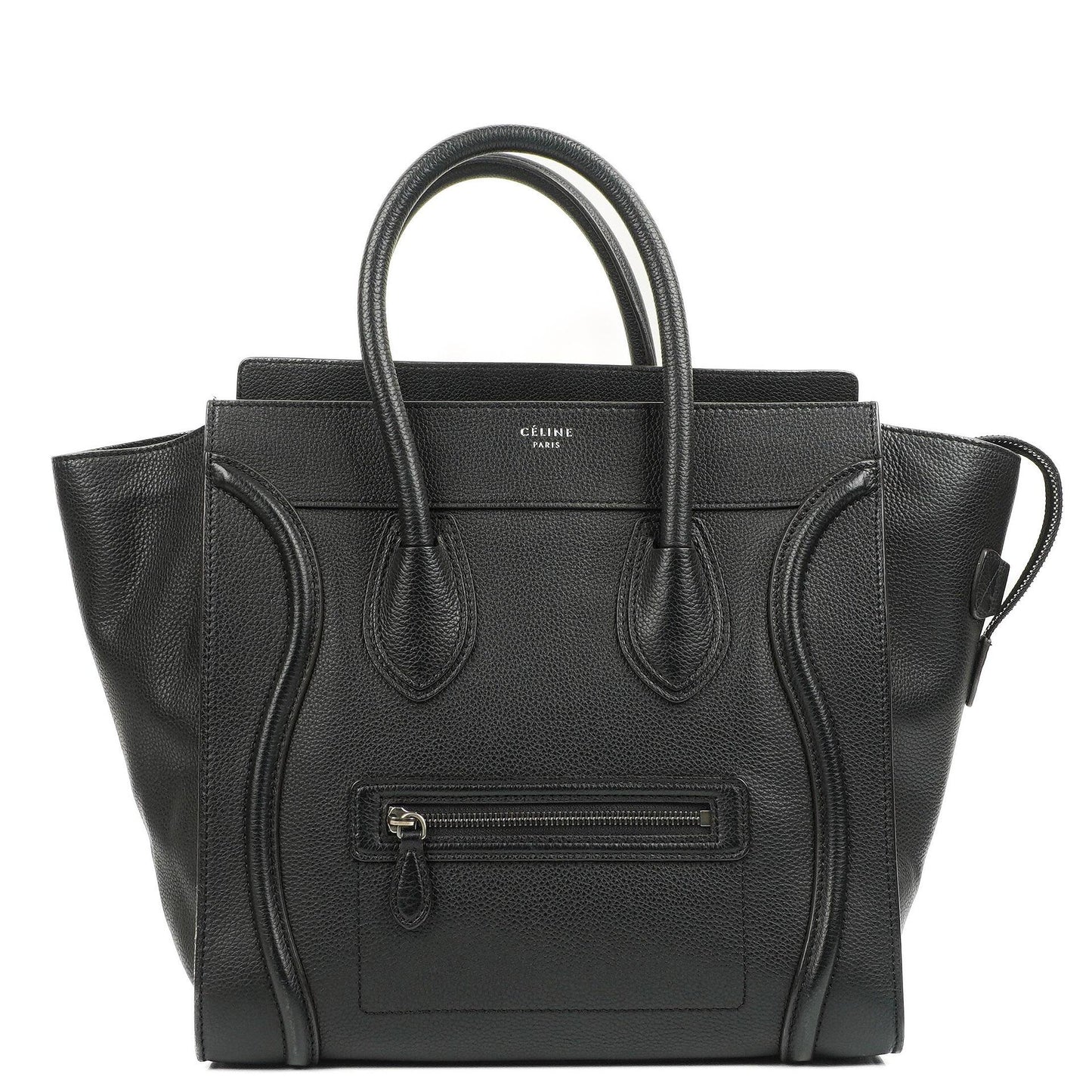 Céline Schwarze Genarbte Leder Mini Luggage Tote Bag