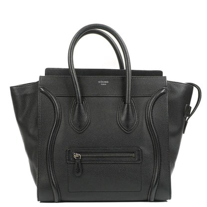 Céline Schwarze Genarbte Leder Mini Luggage Tote Bag