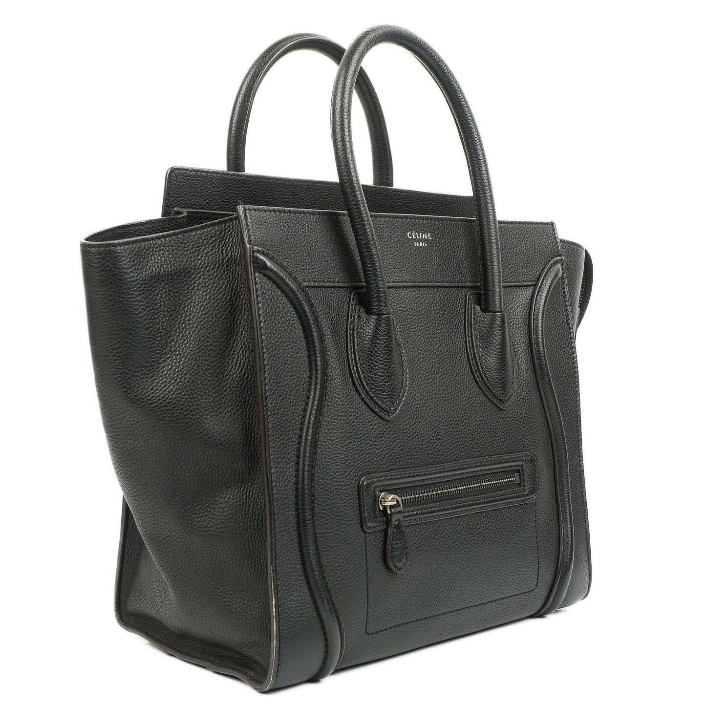 Céline Schwarze Genarbte Leder Mini Luggage Tote Bag
