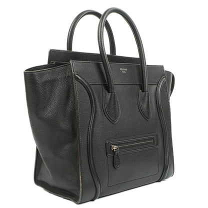 Céline Schwarze Genarbte Leder Mini Luggage Tote Bag
