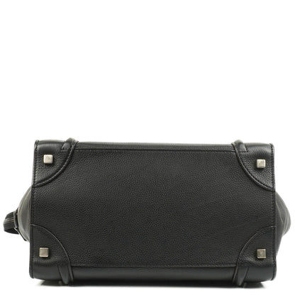 Céline Schwarze Genarbte Leder Mini Luggage Tote Bag