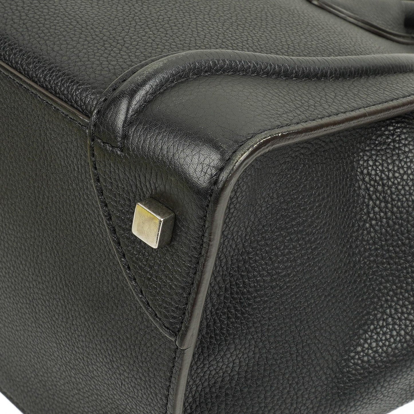 Céline Schwarze Genarbte Leder Mini Luggage Tote Bag