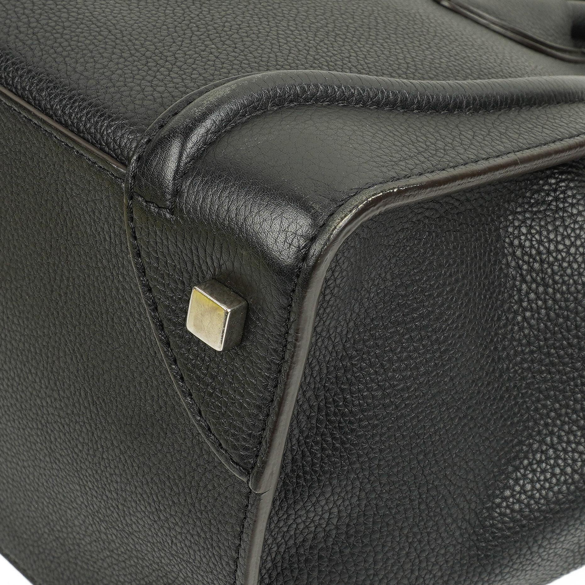 Céline Schwarze Genarbte Leder Mini Luggage Tote Bag