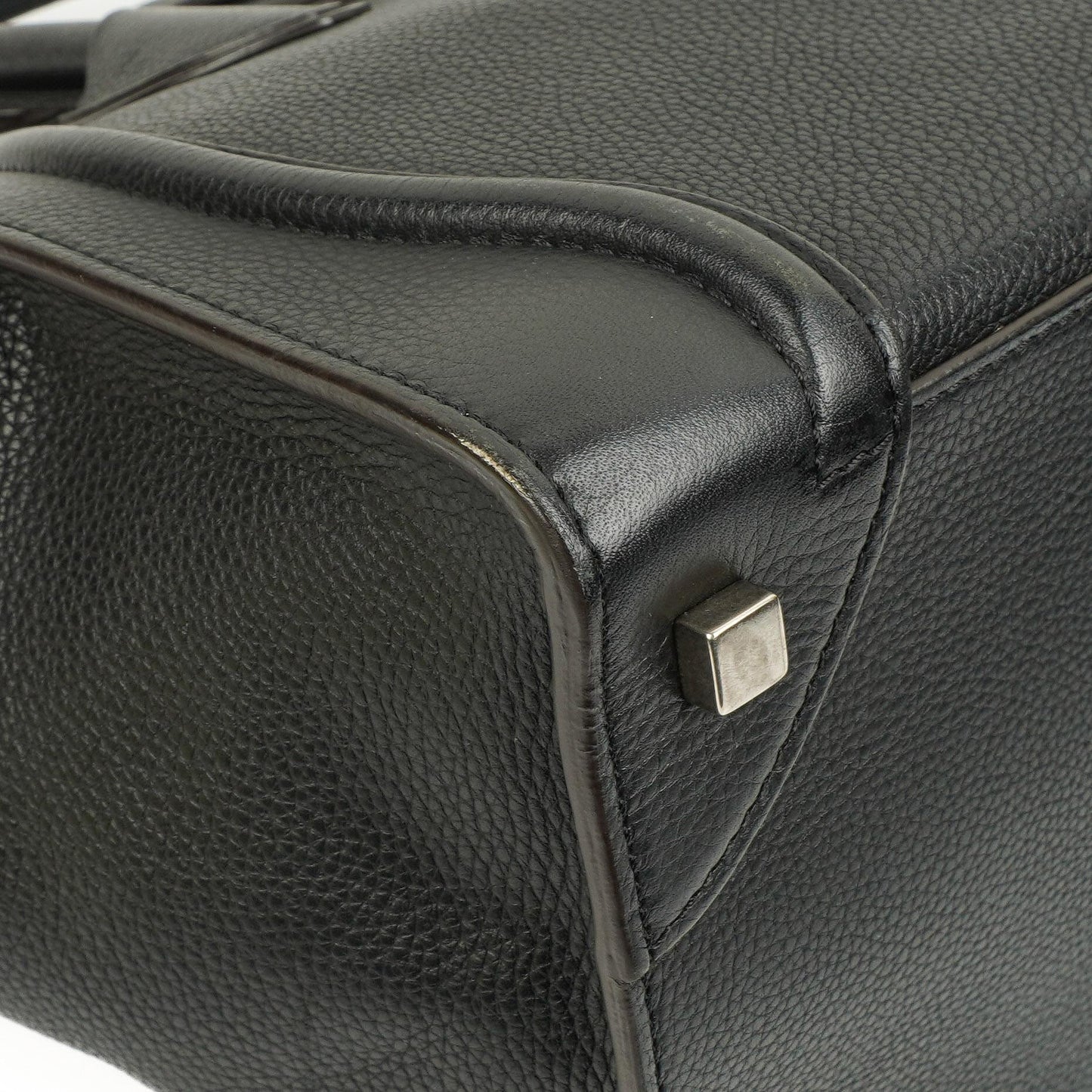 Céline Schwarze Genarbte Leder Mini Luggage Tote Bag