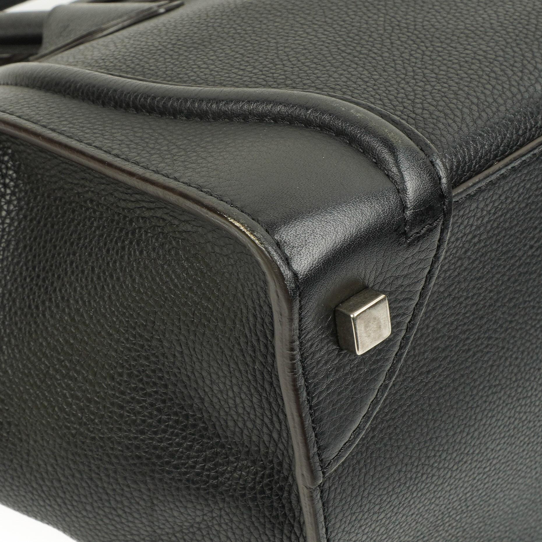 Céline Schwarze Genarbte Leder Mini Luggage Tote Bag