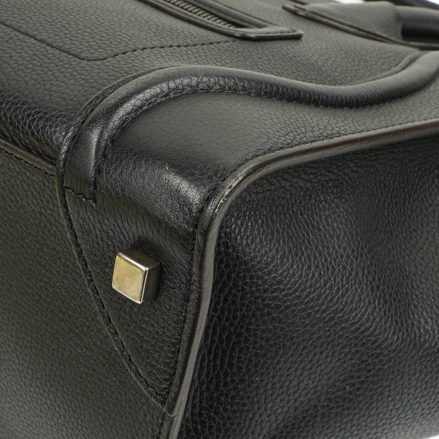 Céline Schwarze Genarbte Leder Mini Luggage Tote Bag